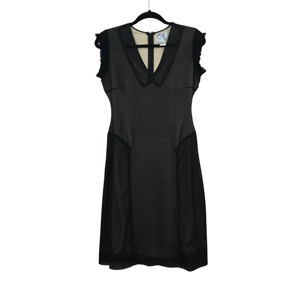 Tabitha XS Black Sheer V-Neck Sleeveless 100% Silk Dress Elegant Anthropologie - Picture 1 of 11